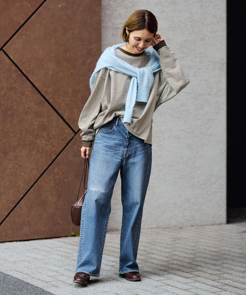 フレームワーク　ミジンボーダーロンT　　ブラウン　新品 FRAMeWORK｜≪追加≫ミジンボーダーロンT | Rakuten Fashion