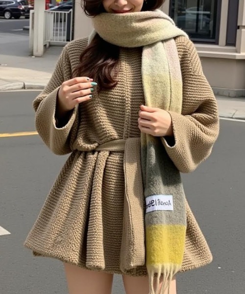 cammie(キャミー)の「ウエストリボン付きカーディガン(カーディガン/ボレロ・レディース・モカ/ブラック・F)」の2枚目の写真