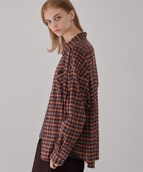 EMMA CLOTHES(エマクローズ)の「TRコンフォートリラックスレギュラーカラーチェックシャツ(シャツ/ブラウス・メンズ・ブラック/ワイン/ブラウン/ネイビー・L/M/S)」の10枚目の写真