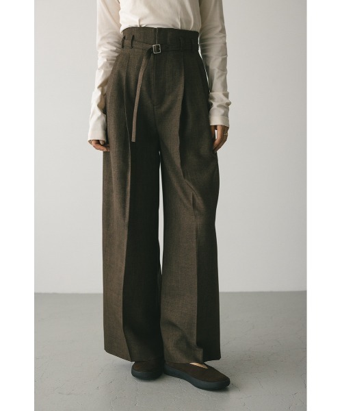 STYLEMIXER(スタイルミキサー)の「ハイウエストワイドベルトパンツ(スラックス・レディース・ブラウン/ブラック/グレー・SMALL/MEDIUM)」の3枚目の写真