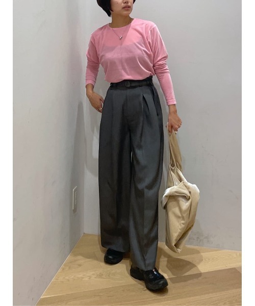 セール】ハイウエストワイドベルトパンツ（スラックス）｜STYLEMIXER