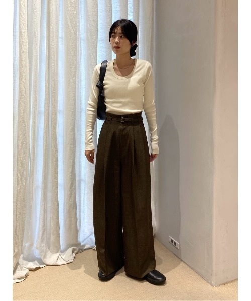 セール】ハイウエストワイドベルトパンツ（スラックス）｜STYLEMIXER
