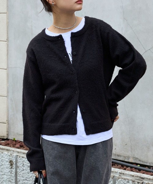 2WAYクルーネックモヘアタッチニットカーディガン MONO-MART│MONO
