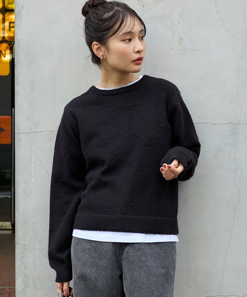 2WAYクルーネックモヘアタッチニットカーディガン MONO-MART│MONO