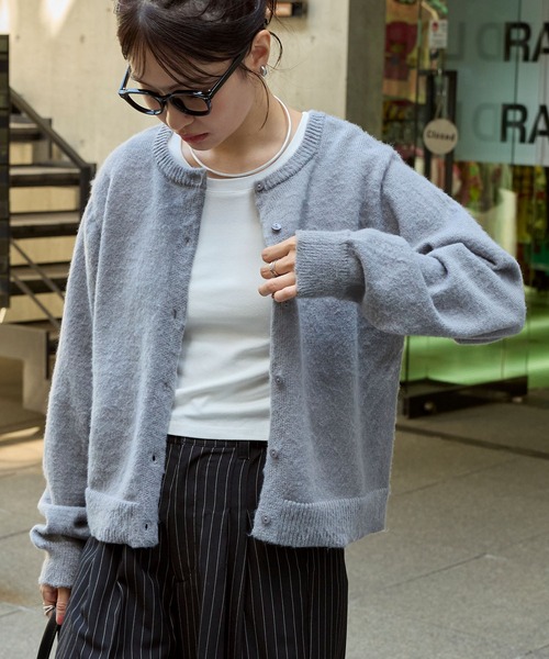 2WAYクルーネックモヘアタッチニットカーディガン MONO-MART│MONO