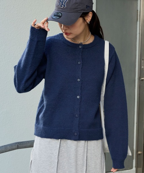 2WAYクルーネックモヘアタッチニットカーディガン MONO-MART