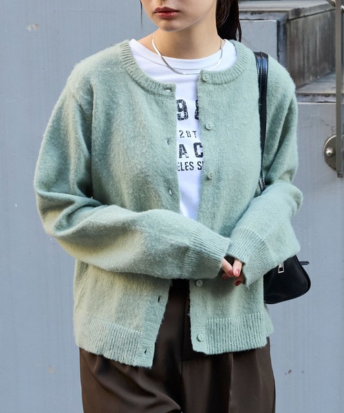MONO-MART（モノマート）の「2WAYクルーネックモヘアタッチニットカーディガン（カーディガン/ボレロ・レディース・ネイビー/ブルー系/モカ/レッド系/ホワイト系/アイボリー/ブラック/ライトカーキ/グレー・FREE）」の15枚目の写真