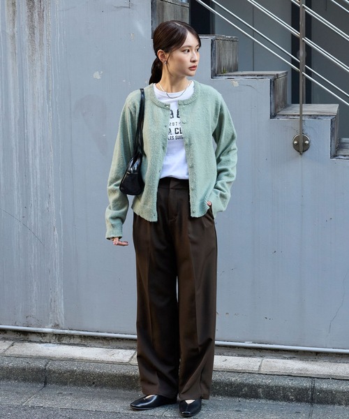 MONO-MART（モノマート）の「2WAYクルーネックモヘアタッチニットカーディガン（カーディガン/ボレロ・レディース・ネイビー/ブルー系/モカ/レッド系/ホワイト系/アイボリー/ブラック/ライトカーキ/グレー・FREE）」の20枚目の写真