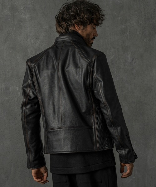 C DIEM（カルペディエム）の「C DIEM(カルペディエム)ティーコア ダブルスタンドカラー シングルライダースジャケット（ライダースジャケット・メンズ・ブラック・XL/L/M）」の6枚目の写真