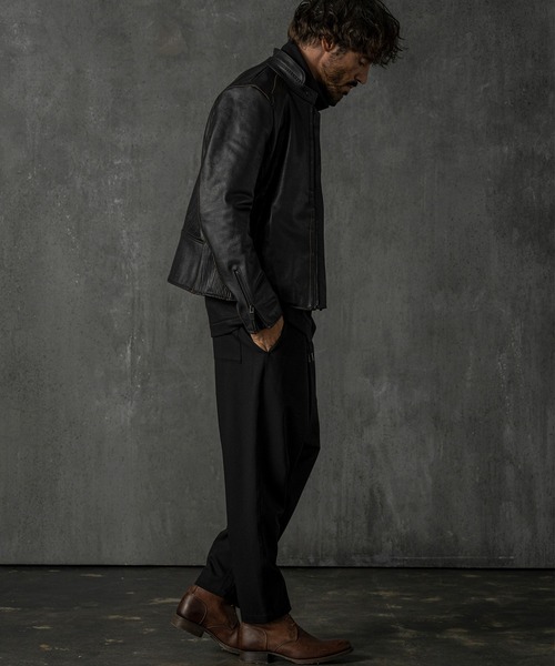 C DIEM（カルペディエム）の「C DIEM(カルペディエム)ティーコア ダブルスタンドカラー シングルライダースジャケット（ライダースジャケット・メンズ・ブラック・XL/L/M）」の8枚目の写真