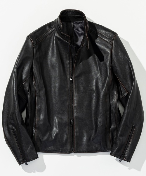 C DIEM（カルペディエム）の「C DIEM(カルペディエム)ティーコア ダブルスタンドカラー シングルライダースジャケット（ライダースジャケット・メンズ・ブラック・XL/L/M）」の10枚目の写真