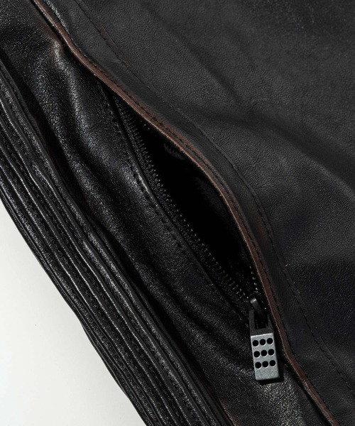 C DIEM（カルペディエム）の「C DIEM(カルペディエム)ティーコア ダブルスタンドカラー シングルライダースジャケット（ライダースジャケット・メンズ・ブラック・XL/L/M）」の17枚目の写真