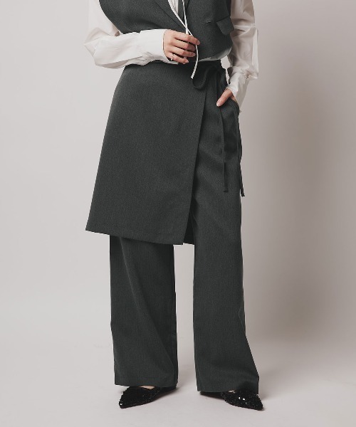 W:Huku(フーク)の「【W:Huku / クラシカルツイルシリーズ】レイヤード スラックス パンツ / Classic Twill Layered Slacks(スラックス・レディース・ベージュ/チャコール/ブラウン/ブラック・L/M)」の3枚目の写真