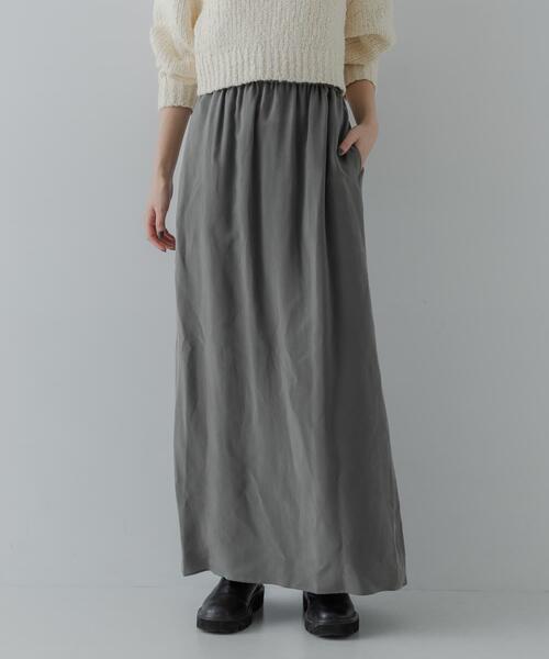 URBAN RESEARCH（アーバンリサーチ）の「キュプラギャザーIラインスカート（スカート・レディース・グリーン系その他/チャコールグレー/グレー・36/38）」の3枚目の写真