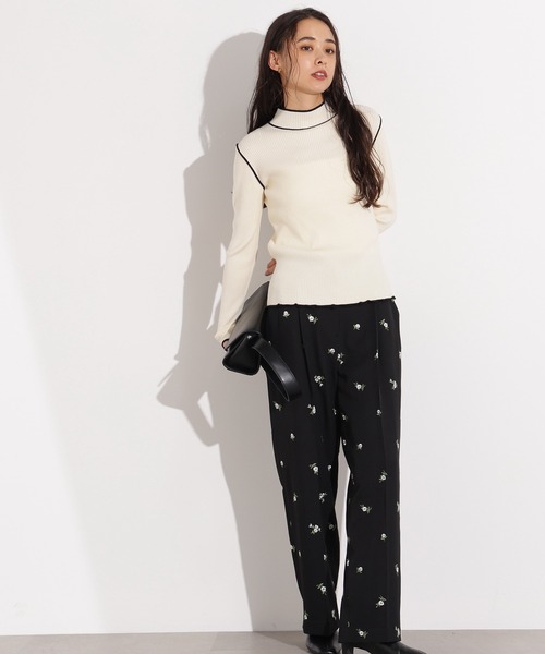 N.(N. Natural Beauty Basic)(エヌエヌナチュラルビューティーベーシック)の「ラインモックネックニット(ニット/セーター・レディース・ブラウン/ネイビー/オフホワイト・MEDIUM)」の7枚目の写真