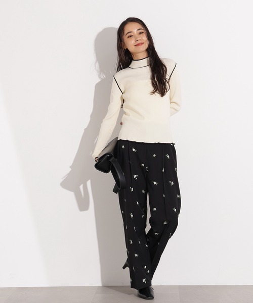 N.(N. Natural Beauty Basic)(エヌエヌナチュラルビューティーベーシック)の「ラインモックネックニット(ニット/セーター・レディース・ブラウン/ネイビー/オフホワイト・MEDIUM)」の9枚目の写真