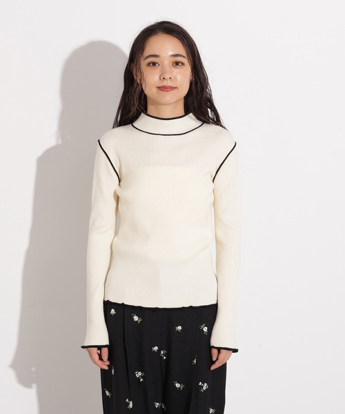 N.(N. Natural Beauty Basic)(エヌエヌナチュラルビューティーベーシック)の「ラインモックネックニット(ニット/セーター・レディース・ブラウン/ネイビー/オフホワイト・MEDIUM)」の10枚目の写真