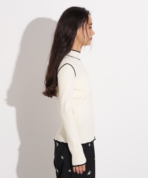 N.(N. Natural Beauty Basic)(エヌエヌナチュラルビューティーベーシック)の「ラインモックネックニット(ニット/セーター・レディース・ブラウン/ネイビー/オフホワイト・MEDIUM)」の11枚目の写真