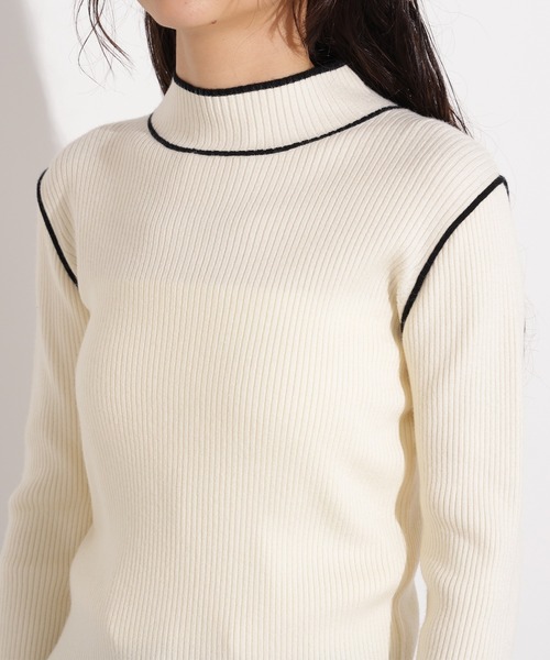 N.(N. Natural Beauty Basic)(エヌエヌナチュラルビューティーベーシック)の「ラインモックネックニット(ニット/セーター・レディース・ブラウン/ネイビー/オフホワイト・MEDIUM)」の13枚目の写真