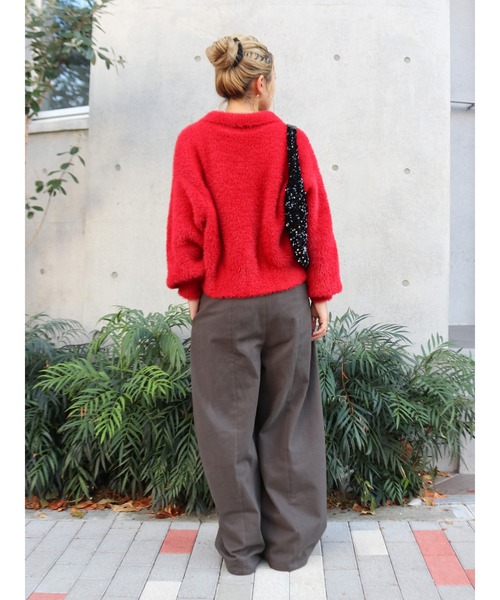 Ungrid(アングリッド)の「【WEB限定】シャギーニットショートカーディガン(カーディガン/ボレロ・レディース・ブラウン/レッド/ライトグレー・FREE)」の4枚目の写真