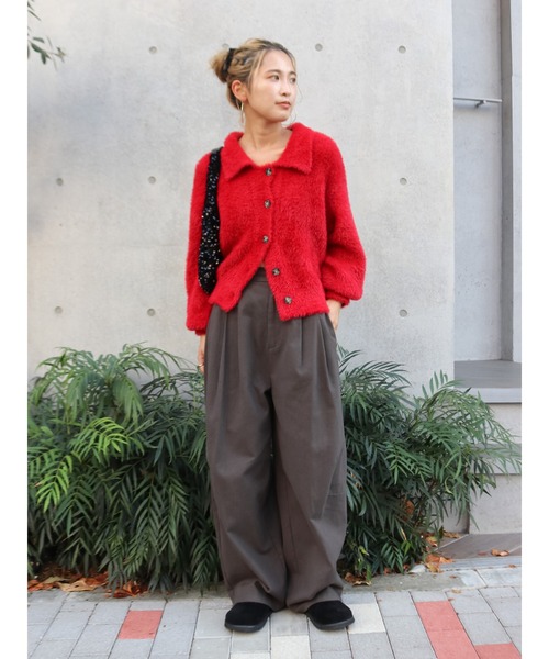 Ungrid(アングリッド)の「【WEB限定】シャギーニットショートカーディガン(カーディガン/ボレロ・レディース・ブラウン/レッド/ライトグレー・FREE)」の6枚目の写真