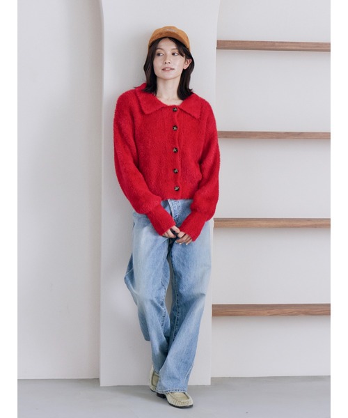 WEB限定】シャギーニットショートカーディガン（カーディガン/ボレロ