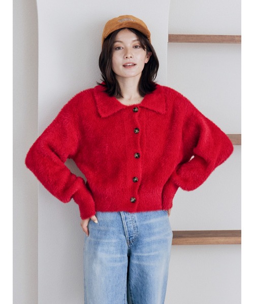 Ungrid(アングリッド)の「【WEB限定】シャギーニットショートカーディガン(カーディガン/ボレロ・レディース・ブラウン/レッド/ライトグレー・FREE)」の21枚目の写真