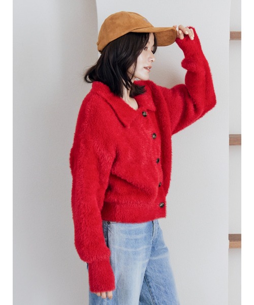 Ungrid(アングリッド)の「【WEB限定】シャギーニットショートカーディガン(カーディガン/ボレロ・レディース・ブラウン/レッド/ライトグレー・FREE)」の19枚目の写真