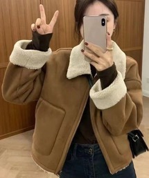 Teem Store(チームストア)のジップアップフェイクムートンジャケット(ムートンコート)