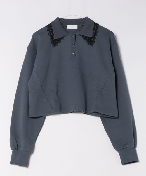 HARE（ハレ）の「レースレイヤーポロスウェット(HARE)（スウェット・レディース・ブラック/スカイブルー/ブルー・FREE）」の3枚目の写真