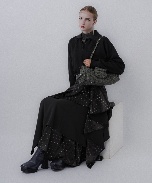 HARE（ハレ）の「レースレイヤーポロスウェット(HARE)（スウェット・レディース・ブラック/スカイブルー/ブルー・FREE）」の13枚目の写真