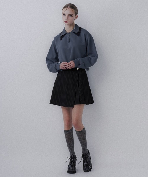 HARE（ハレ）の「レースレイヤーポロスウェット(HARE)（スウェット・レディース・ブラック/スカイブルー/ブルー・FREE）」の11枚目の写真