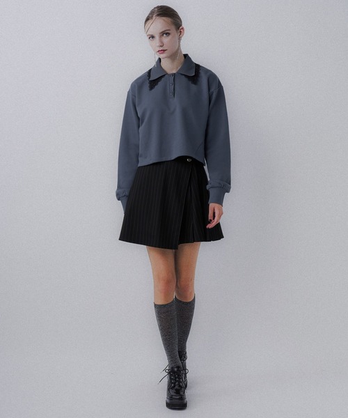 HARE（ハレ）の「レースレイヤーポロスウェット(HARE)（スウェット・レディース・ブラック/スカイブルー/ブルー・FREE）」の15枚目の写真