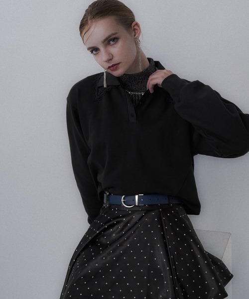 HARE（ハレ）の「レースレイヤーポロスウェット(HARE)（スウェット・レディース・ブラック/スカイブルー/ブルー・FREE）」の10枚目の写真