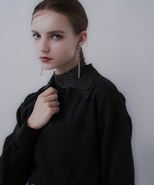 HARE（ハレ）の「レースレイヤーポロスウェット(HARE)（スウェット・レディース・ブラック/スカイブルー/ブルー・FREE）」の14枚目の写真