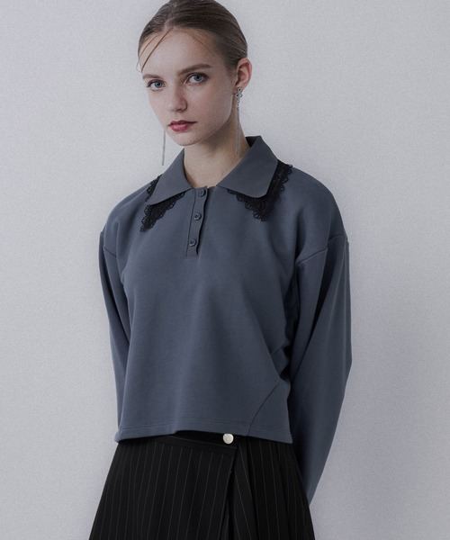 HARE（ハレ）の「レースレイヤーポロスウェット(HARE)（スウェット・レディース・ブラック/スカイブルー/ブルー・FREE）」の16枚目の写真