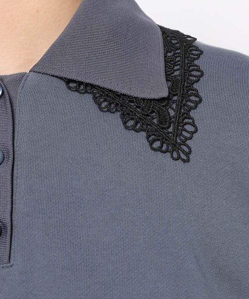 HARE（ハレ）の「レースレイヤーポロスウェット(HARE)（スウェット・レディース・ブラック/スカイブルー/ブルー・FREE）」の8枚目の写真