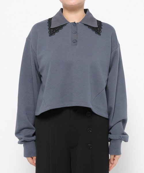 HARE（ハレ）の「レースレイヤーポロスウェット(HARE)（スウェット・レディース・ブラック/スカイブルー/ブルー・FREE）」の18枚目の写真