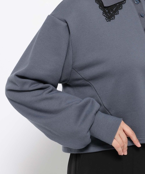 HARE（ハレ）の「レースレイヤーポロスウェット(HARE)（スウェット・レディース・ブラック/スカイブルー/ブルー・FREE）」の7枚目の写真