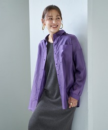 STYLE DELI（スタイルデリ）の「【袖口がゴムで便利な】微シアー微光沢シャツ（シャツ/ブラウス）」