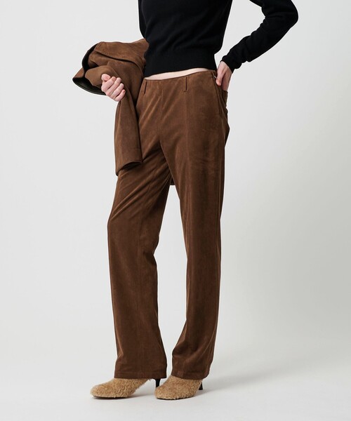 ATTISESSION(アティセッション)の「<ATTISESSION>スエードライク ストレート パンツ(その他パンツ・レディース・ブラック/ダークブラウン・38/36)」の1枚目の写真