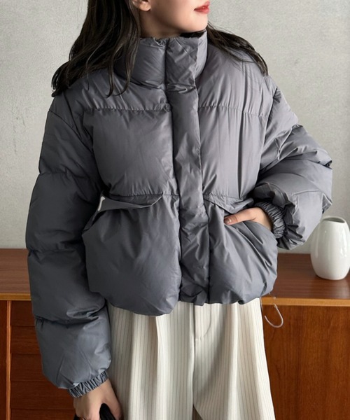 セール】【Eclat one】ショート丈 ダウンジャケット ポケット付き