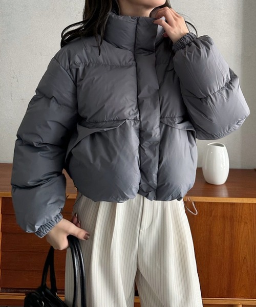 セール】【Eclat one】ショート丈 ダウンジャケット ポケット付き