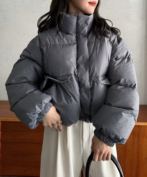 セール】【Eclat one】ショート丈 ダウンジャケット ポケット付き