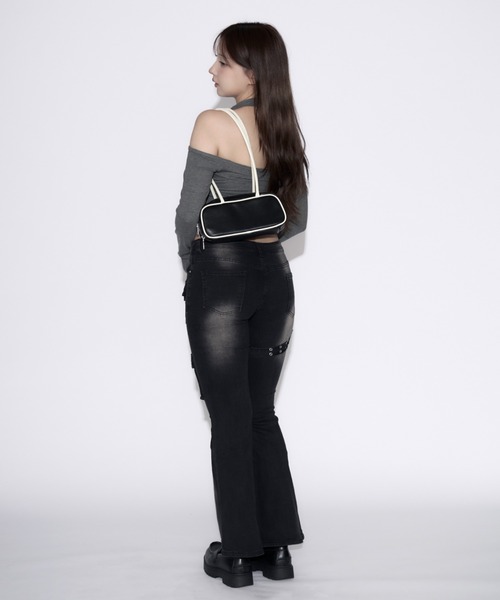 tinkerend(ティンカーエンド)の「Cut Out Halter Top / カットアウトホルタートップス(Tシャツ/カットソー・レディース・ブラック/グレー・FREE)」の20枚目の写真