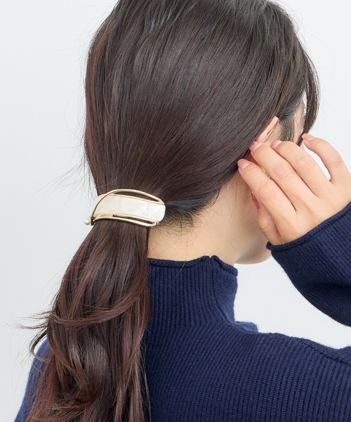 オーダー専用★ヘアクリップ★バレッタ セール】ニュアンスメタルラインアセチサイズレスバレッタ（バレッタ
