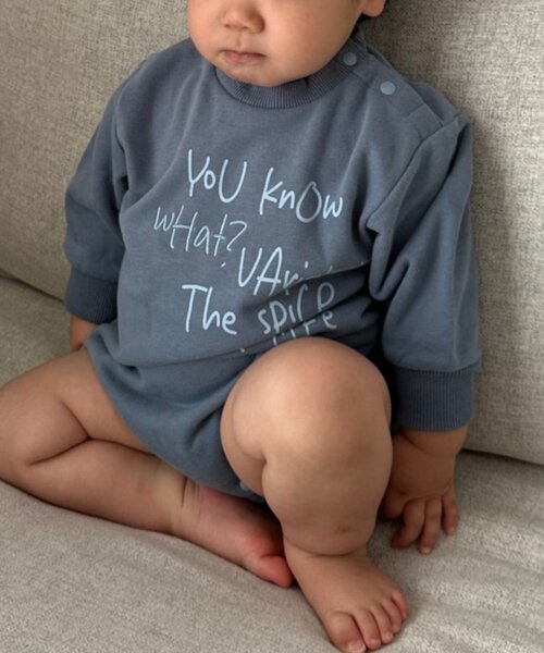 CIAOPANIC TYPY（チャオパニックティピー）の「【BABY】ポイントロゴ刺繍スウェットロンパース（ロンパース・キッズ・グレー/サックスブルー・80）」の6枚目の写真