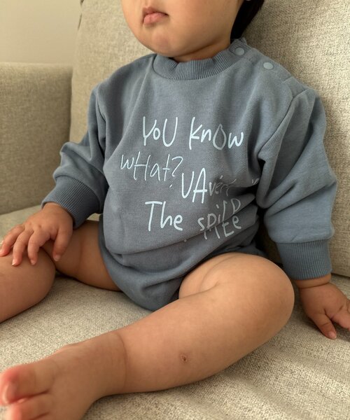 CIAOPANIC TYPY（チャオパニックティピー）の「【BABY】ポイントロゴ刺繍スウェットロンパース（ロンパース・キッズ・グレー/サックスブルー・80）」の8枚目の写真