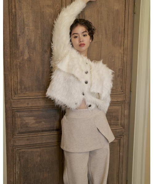 NOTREemor(ノートルエモア)の「wool layered pants(スラックス・レディース・グレー/アイボリー・FREE)」の12枚目の写真