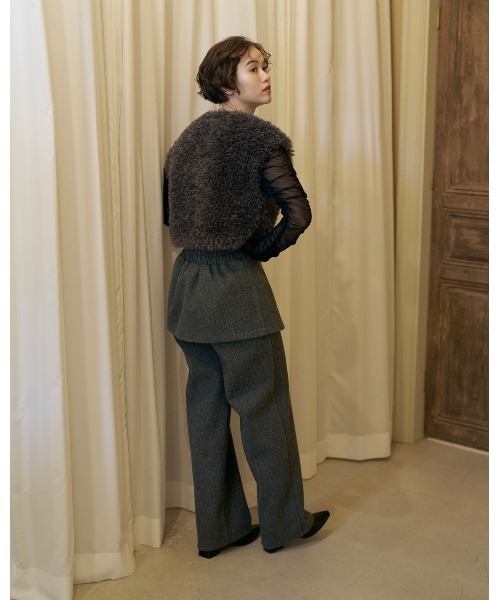 NOTREemor(ノートルエモア)の「wool layered pants(スラックス・レディース・グレー/アイボリー・FREE)」の7枚目の写真